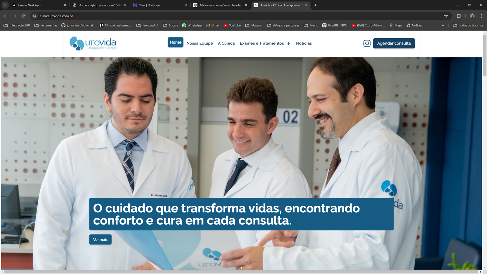 Plataforma para clinica urologica urovida, com blog pessoal e informações de tratamentos, usando React, Next.js e CMS Notion.